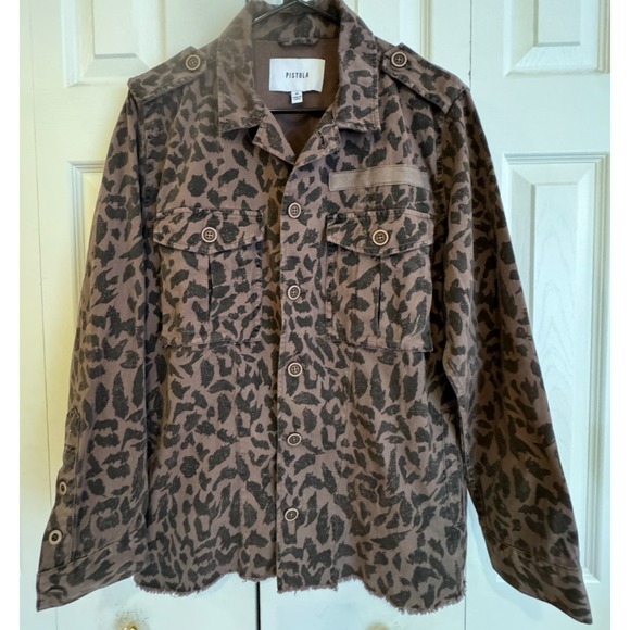 pistola Jackets & Blazers - Pistola Jagged Leopard Print Utility Military Jacket Women's Size Medium